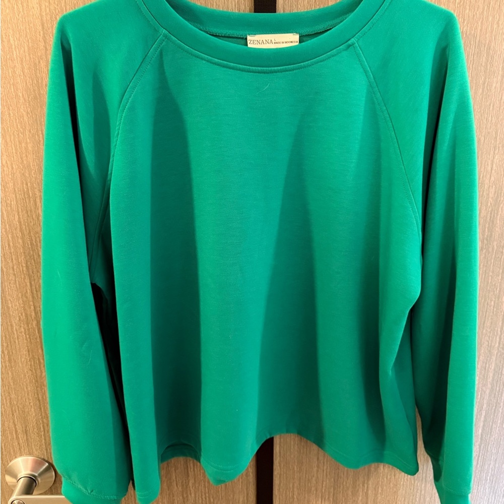 Zenana Green Women's Scuba Sweatshirt